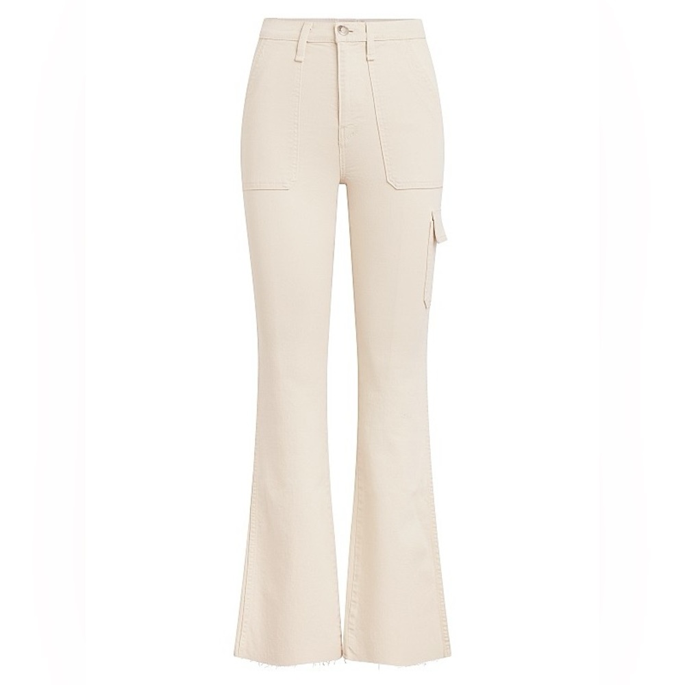 Hudson Jeans Ivory Cream Flare Pants‎ Faye High-Rise Boot-Cut Cargo Pants